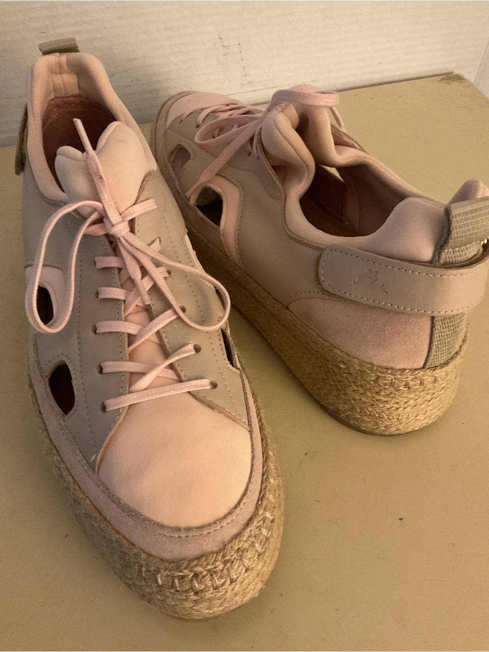 Pajar women Blush Pink leather Platform Espadrille Sneakers US 10